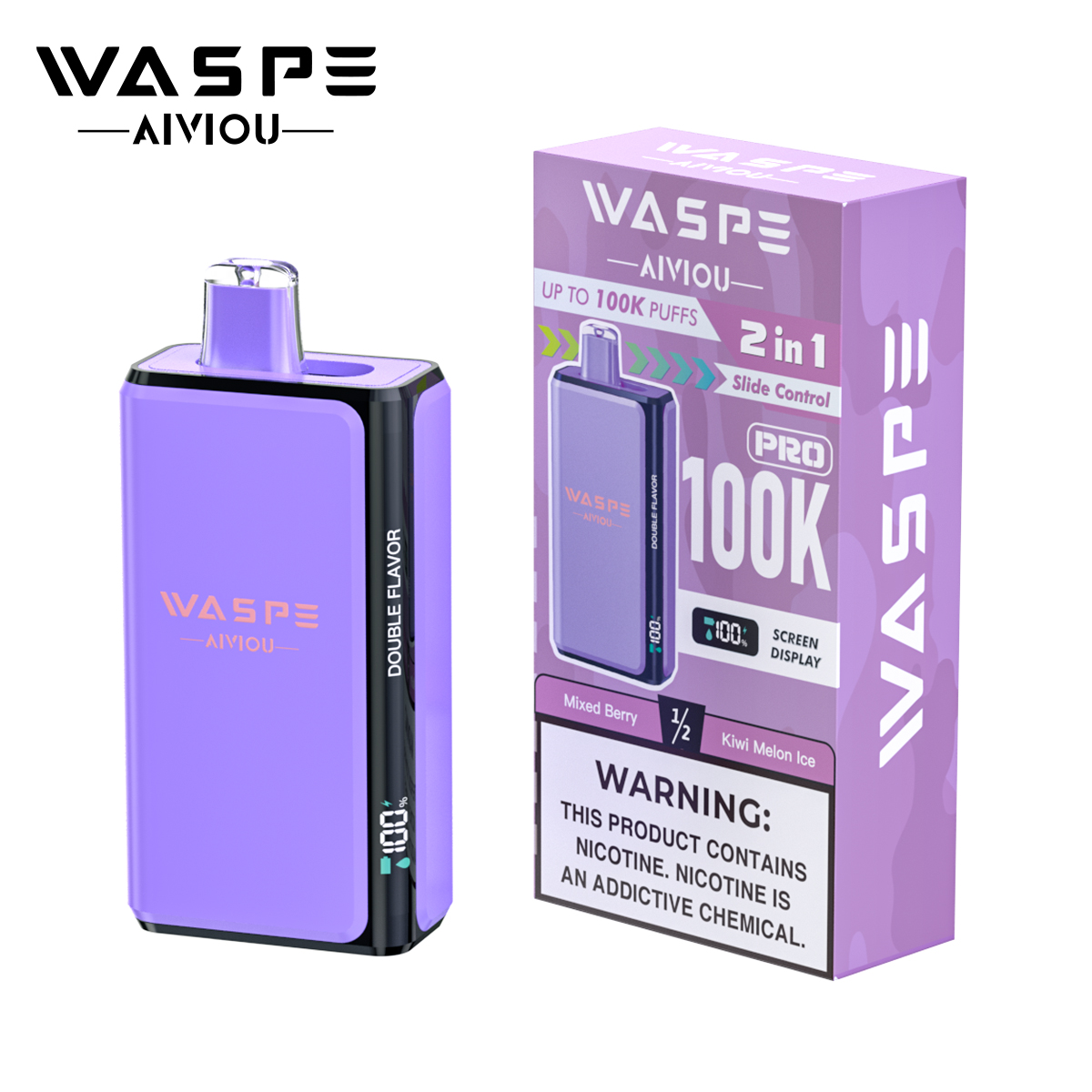 WASPE Aiviou 100K Pro 2IN1 Twins 100000 Puffs Disposable Vape