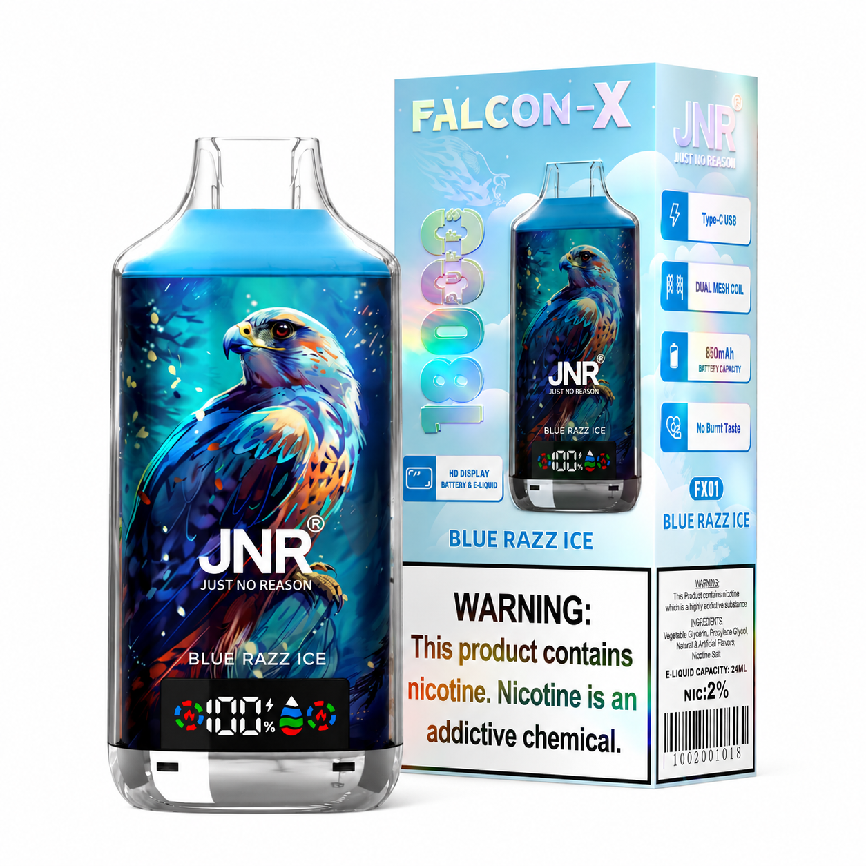JNR Falcon X 18000 Puffs Rechargeable Disposable Vape with Digital Screen