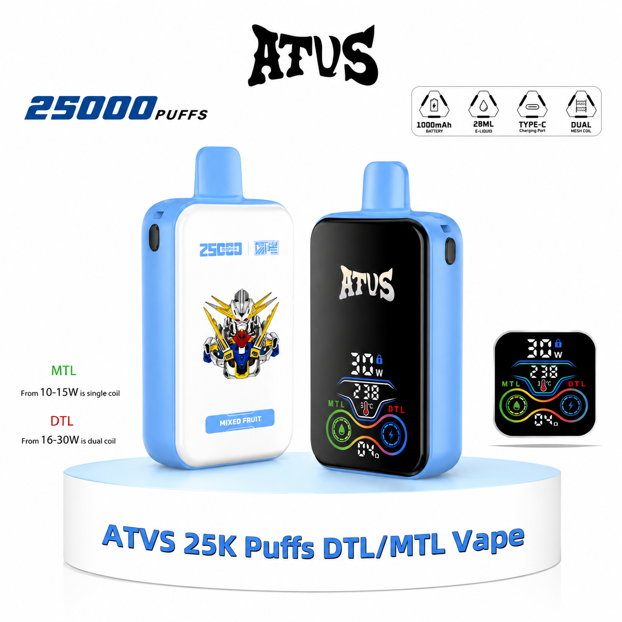 ATVS 25000 Puffs Rechargeable Disposable Vape