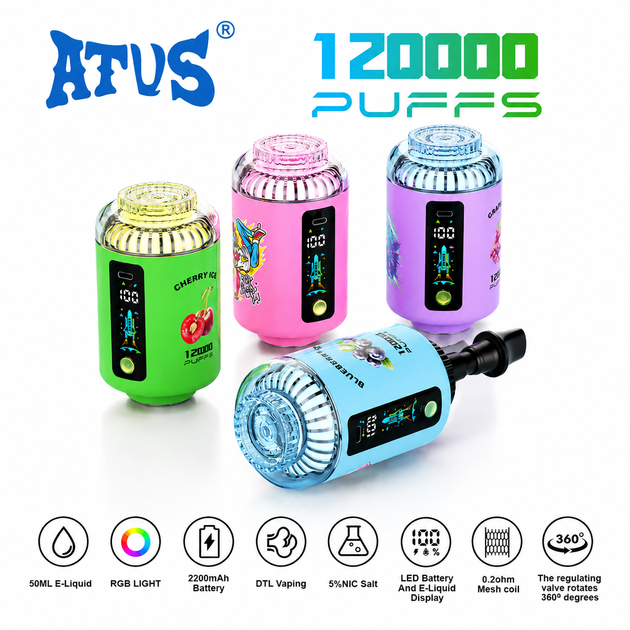 ATVS 120K Puffs Hookah Head Disposable Vape