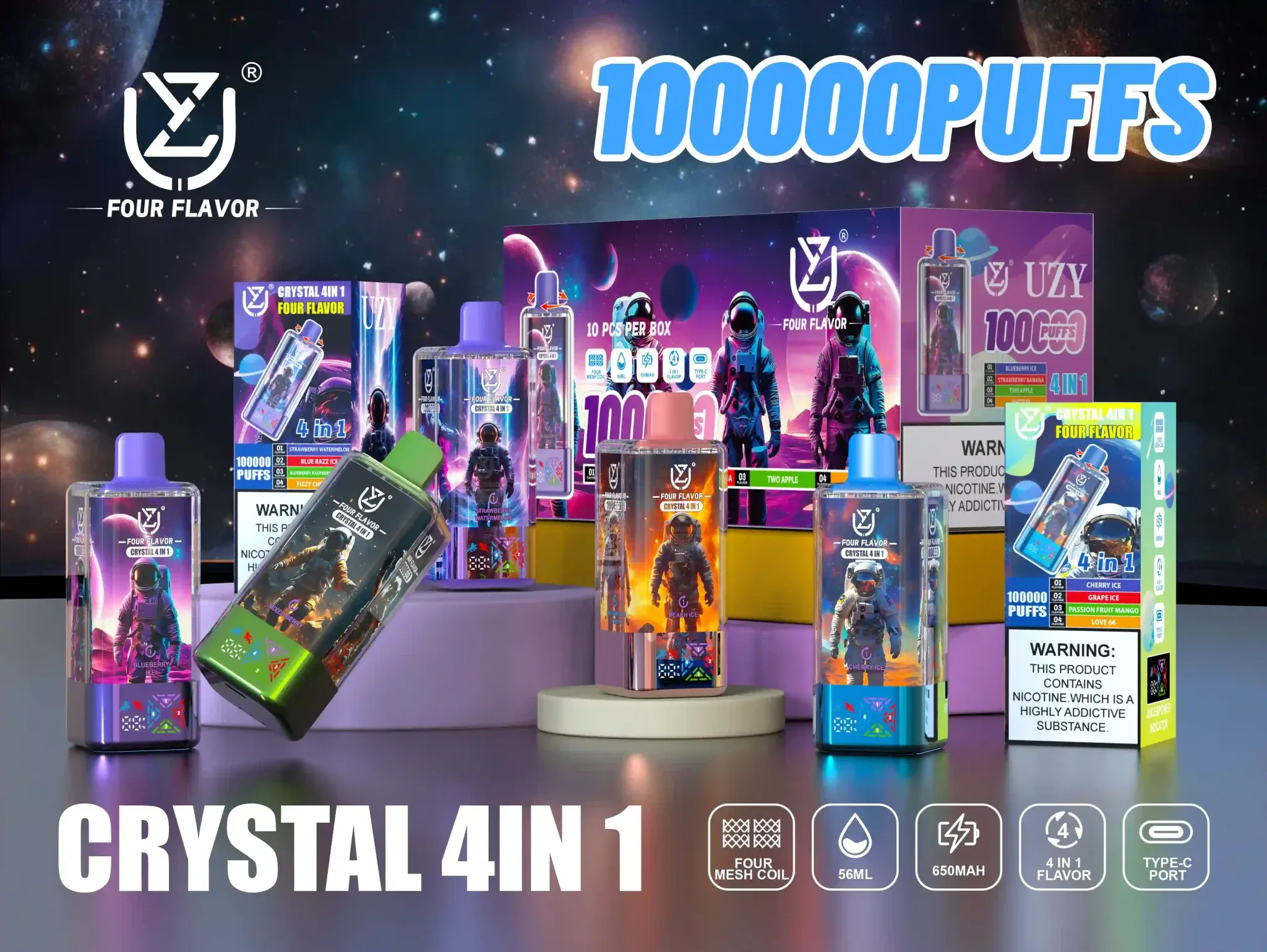 uzy crystal 100000 puffs rechargeable disposable vape