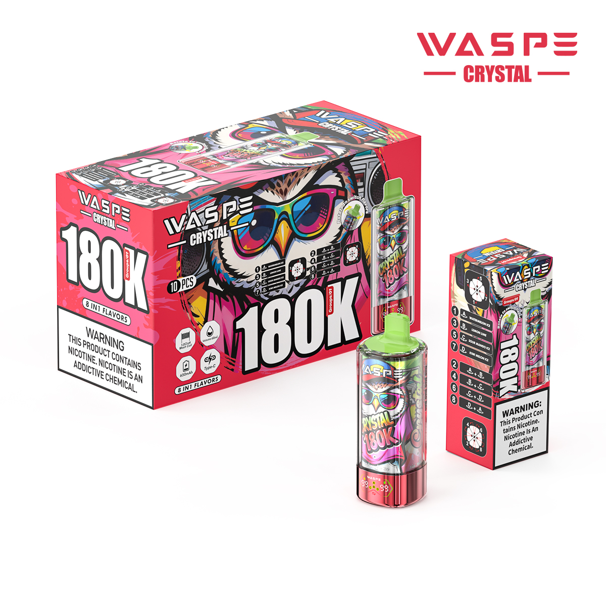 WASPE Crystal 180000 Puffs Quad Mesh 8in1 180K Disposable Vape
