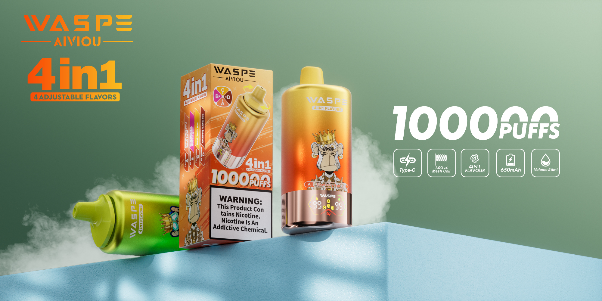 waspe aiviou 100k 4n1 100000 puffs disposable vape