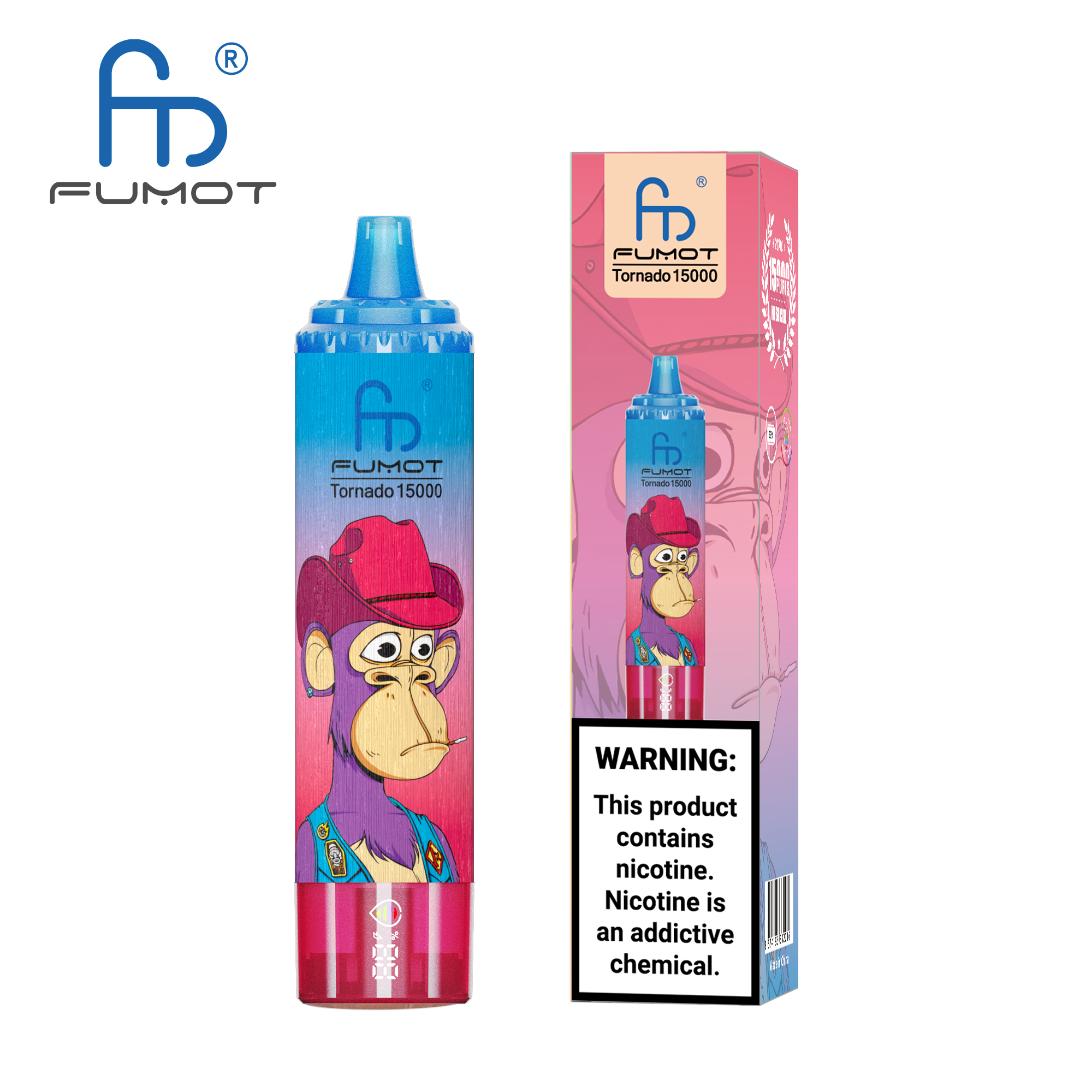 Fumot Tornado 15000 Puffs Rechargeable Disposable Vape with LED Screen & RGB Light